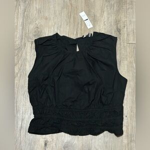 J. Crew Women's Black Hyacinth Top in Cotton Poplin, Size Medium